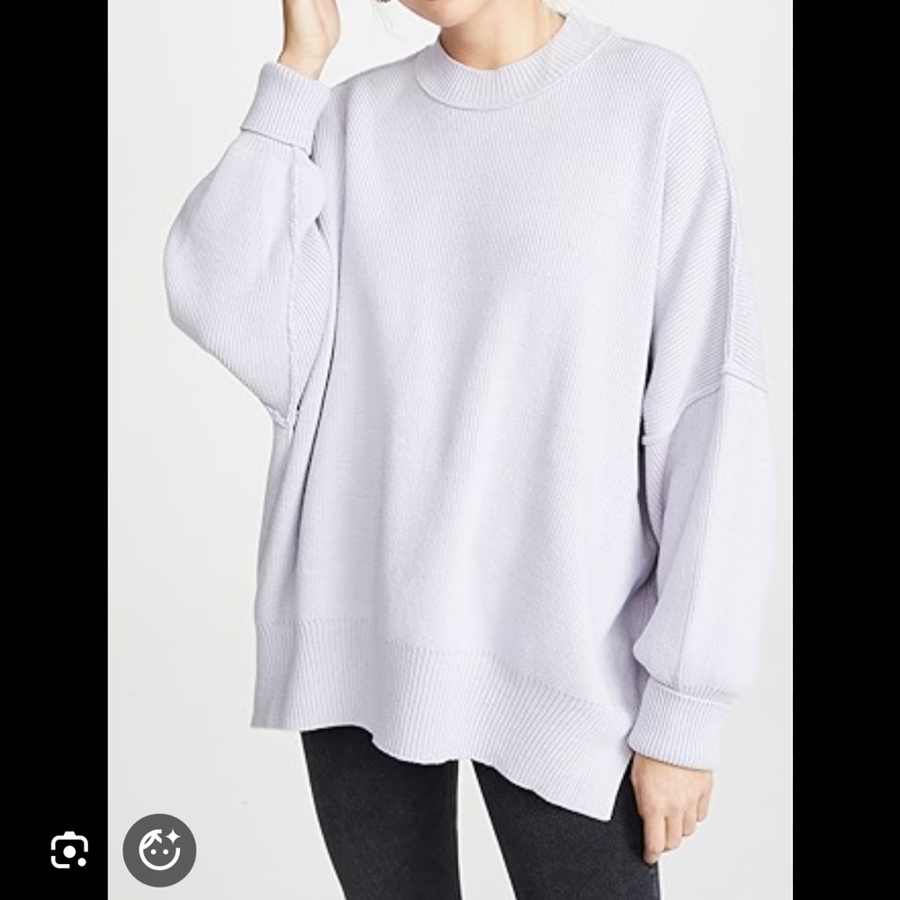 Free People Blue Gray Crew Neck Sweater